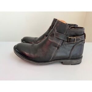 Bed Stu Workshop Black Leather Buckle Ankle Moto Boots Mens 11